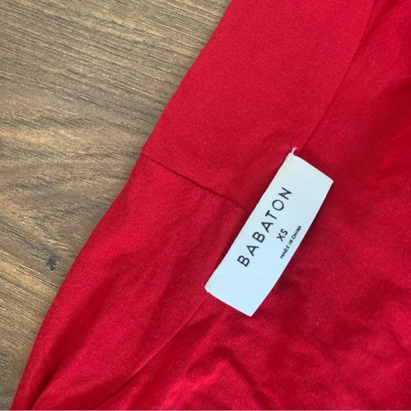 Red Draped Long-sleeve with a Deep-v Neckline (Size XS/S) - Picture 3 of 3